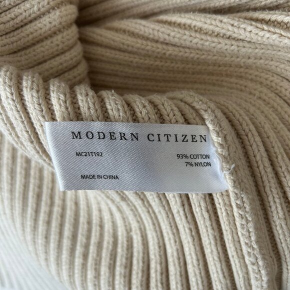 Modern Citizen Kadeen Ribbed Cotton Mock Neck Sweater Beige Womens Size M Cozy - Picture 5 of 5
